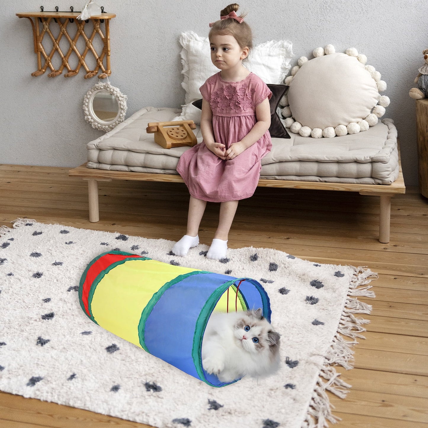 Cat Tunnel,Interactive Cat Toy,2-Ways Cat Tunnels for Indoor Cats