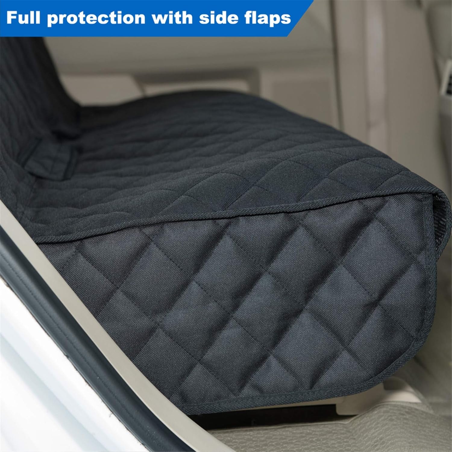 Bench Car Seat Cover - Waterproof, Heavy-Duty and Nonslip Pet Car Seat Protector for Dogs with Universal Size Fits for Trucks & Suvs(Black)