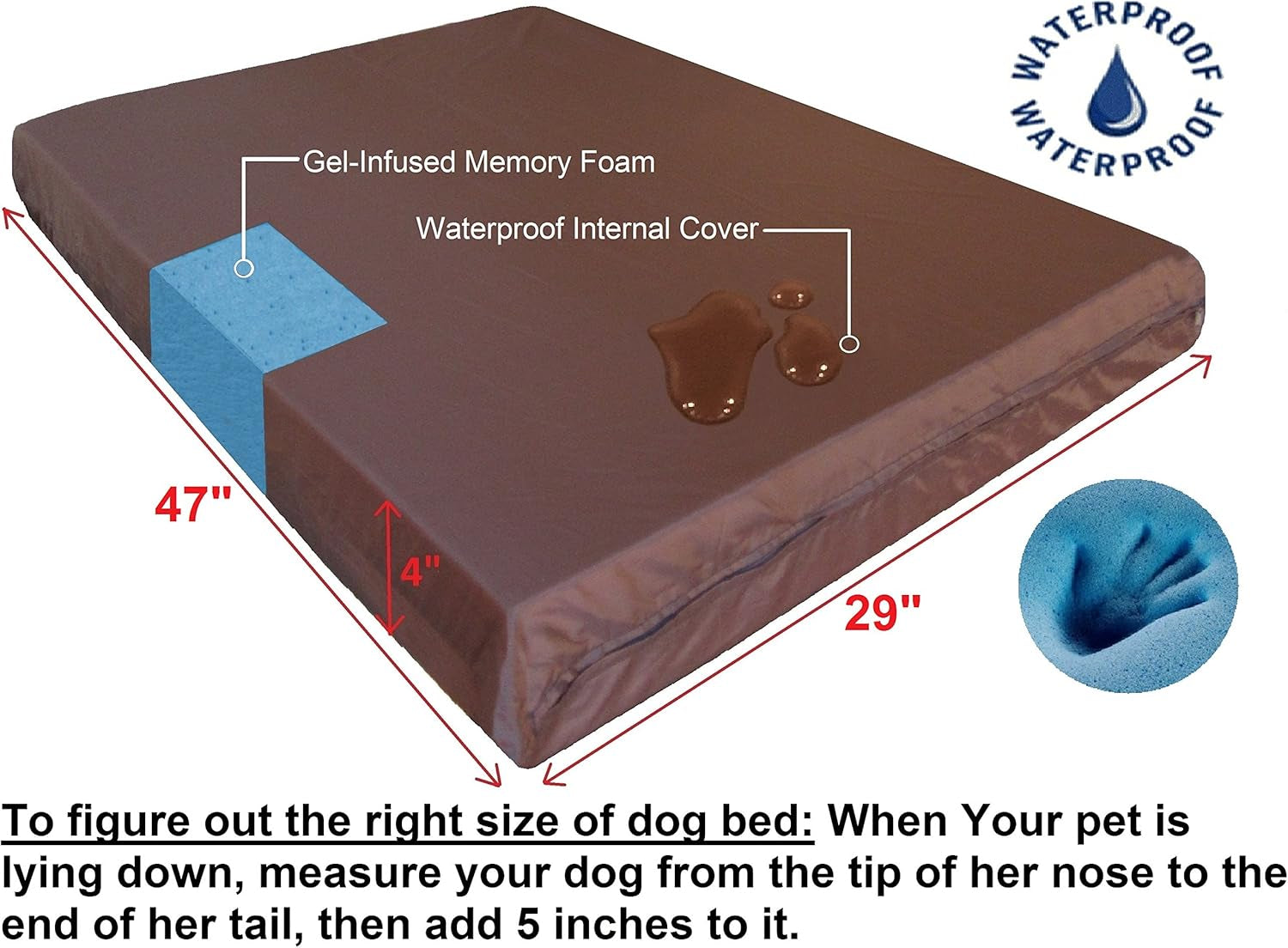 Ultimate Memory Foam Dog Bed, Orthopedic Joint Relief for Small Medium to Extra Large Dogs with Waterproof Liner and Durable Machine Washable Pet Bed Cover