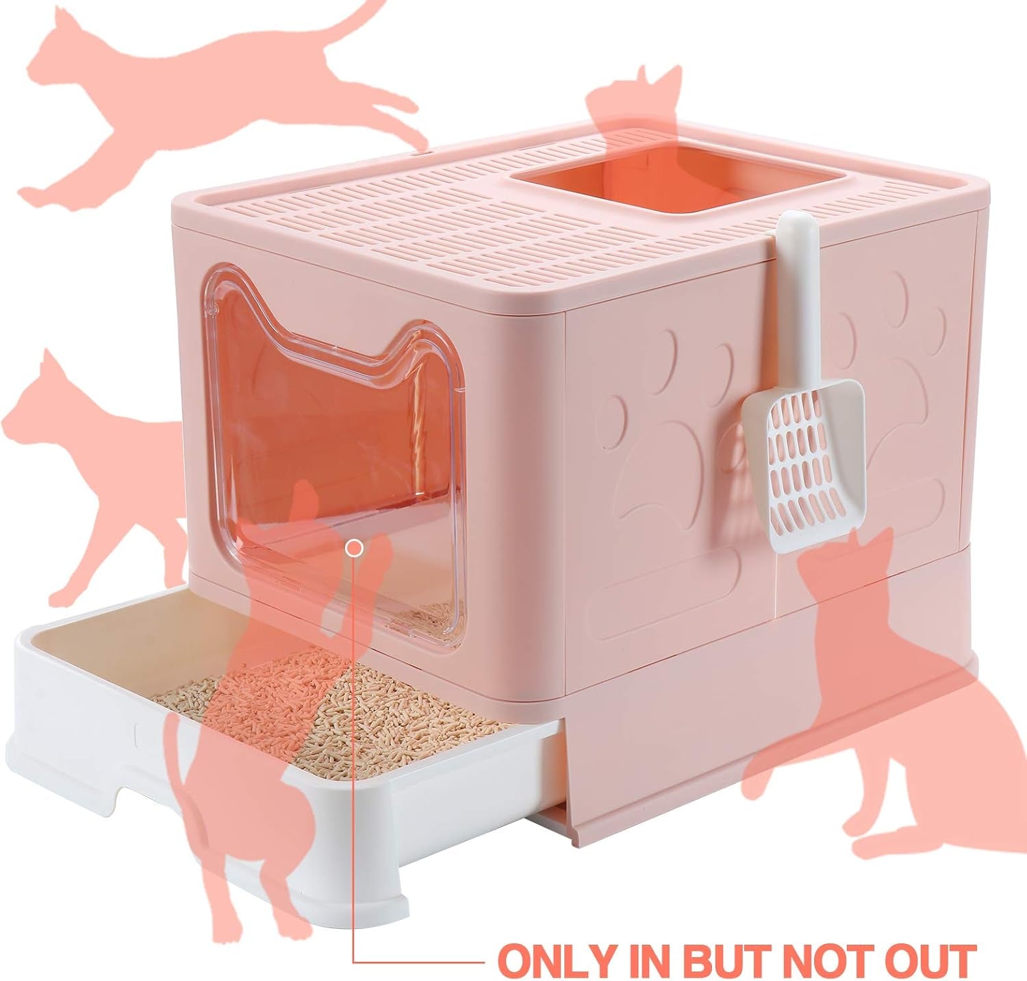 Enclosed Litter Box Large, Foldable Top Entrance Cat Litter Box with Lid, Easy Clean No Smell Pet High Sided Litter Box