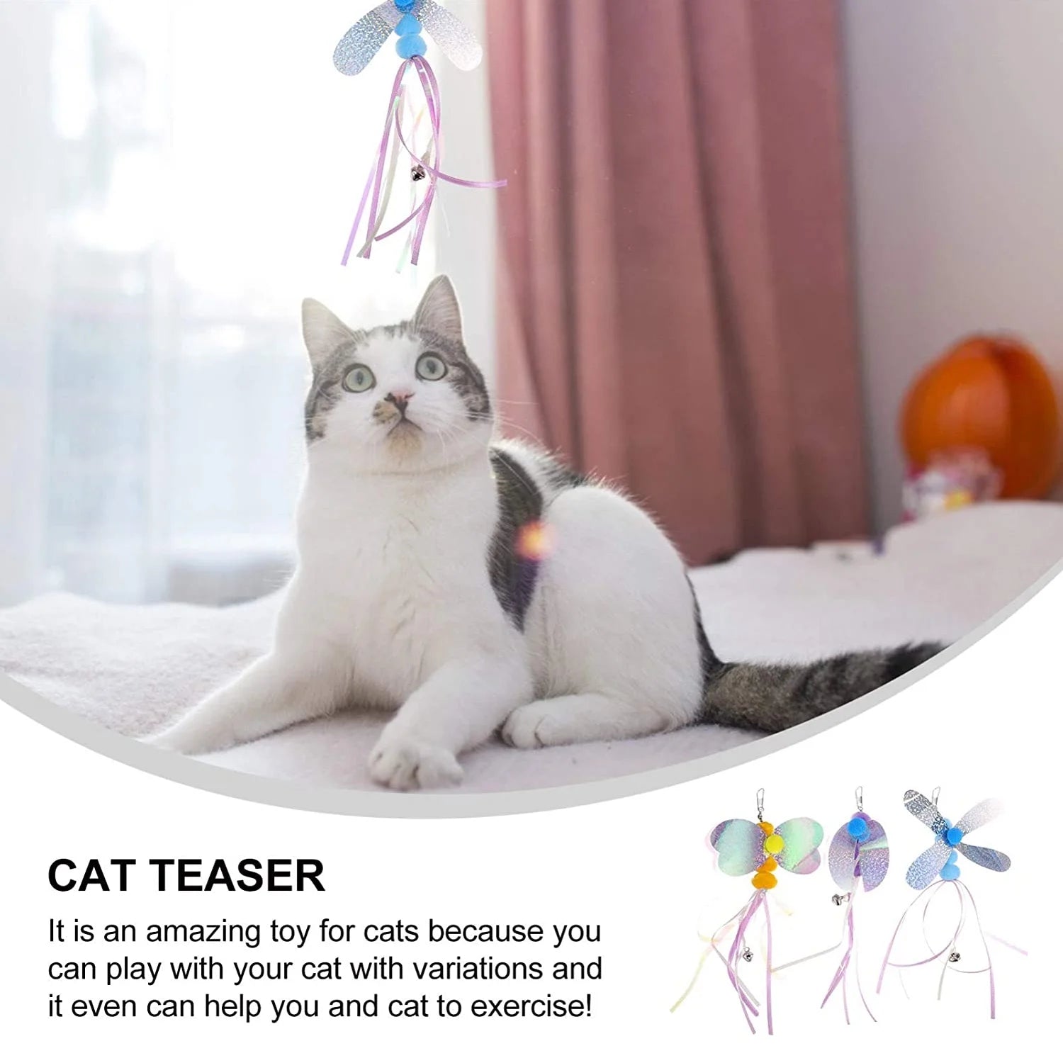 13 PCS Cat Feather Toy, Multiple Styles Feather Refills for Cat Toys, Replacement Feather Toy with Bell Refills, Interactive Catcher Teaser and Funny Exercise for Kitten or Cats