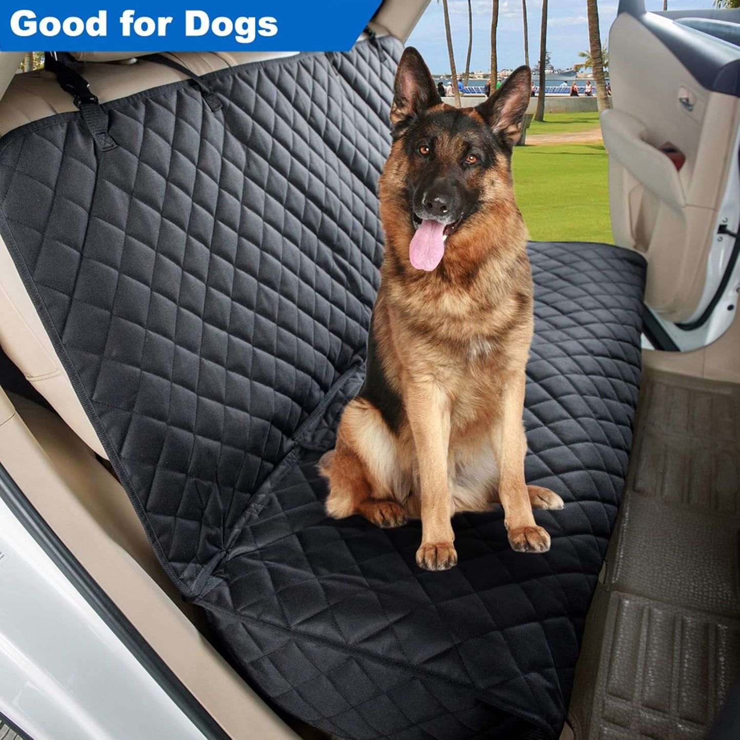 Bench Car Seat Cover - Waterproof, Heavy-Duty and Nonslip Pet Car Seat Protector for Dogs with Universal Size Fits for Trucks & Suvs(Black)