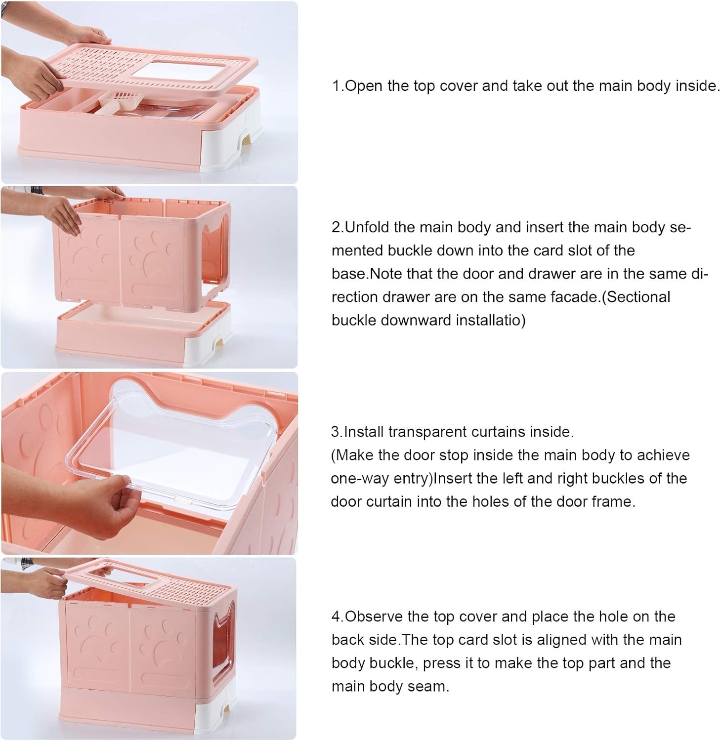 Enclosed Litter Box Large, Foldable Top Entrance Cat Litter Box with Lid, Easy Clean No Smell Pet High Sided Litter Box