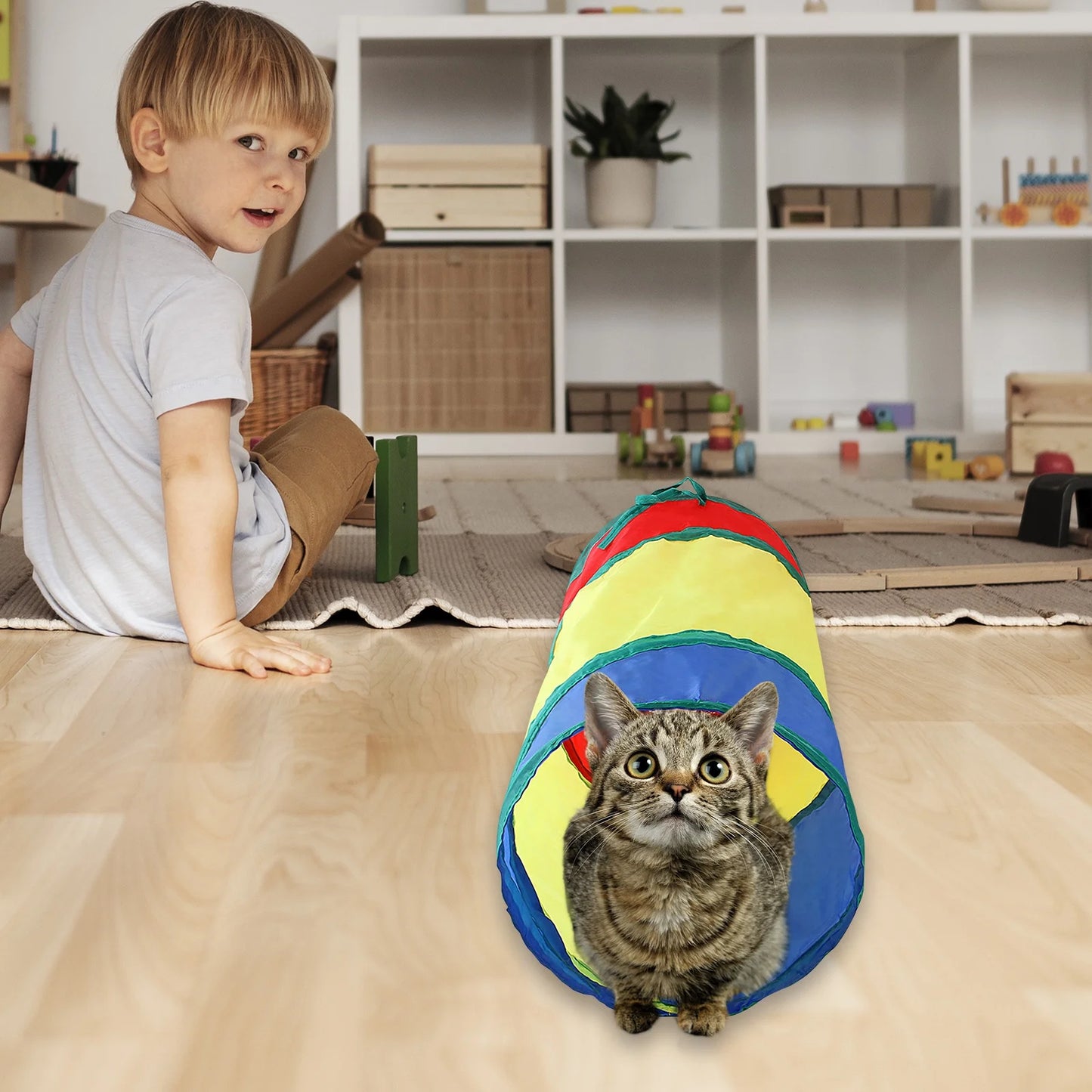 Cat Tunnel,Interactive Cat Toy,2-Ways Cat Tunnels for Indoor Cats